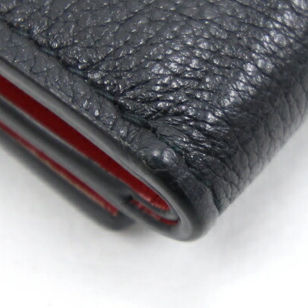 PRADA Tri-fold Wallet 1MH021 Black Red Leather Compact Women's - Picture 5 of 10